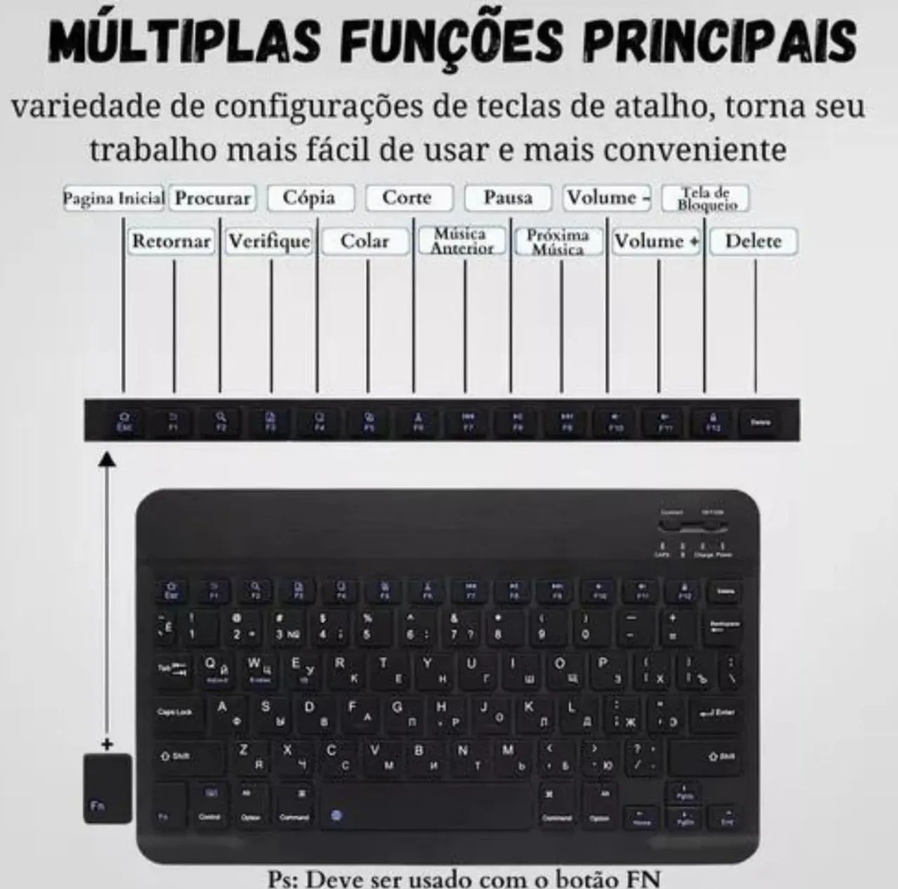 Teclado Portátil Sem Fio Bluetooth - Foto 5