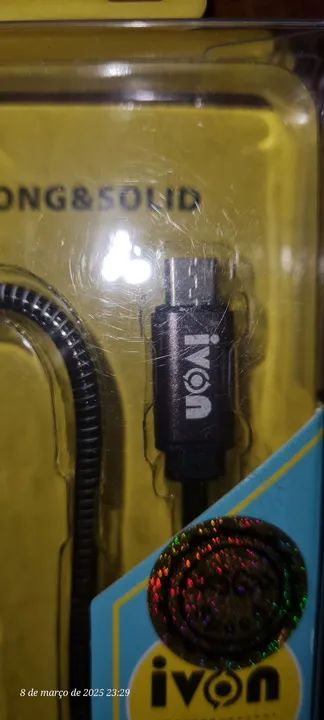 Cabo USB Tipo B micro V8 Metal Ultra Rápido 2.4A Ivon - Foto 2