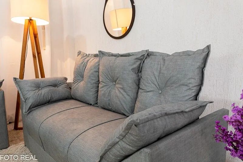 Conjunto Sofá 2 e 3 Lugares Linho Cinza - Foto 3