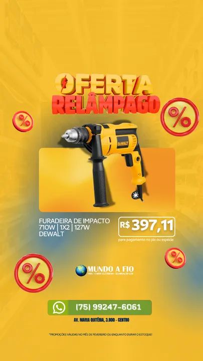 Furadeira de Impacto DeWalt 1/2" 710W 127V - Potência e Durabilidade!