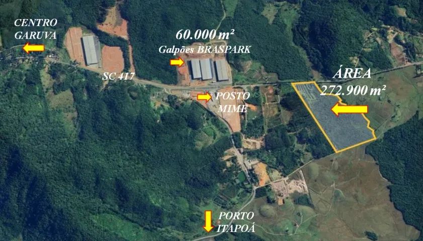 ÁREAS INDUSTRIAIS 272.900m2, 242.500m2, 60.000m2 - Garuva SC - Ideal p Galpões Logísticos. - Foto 2