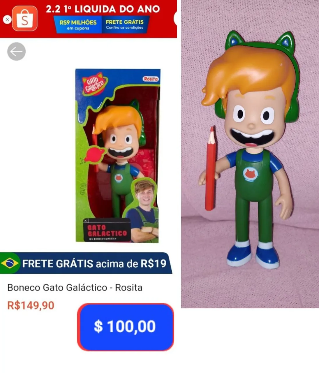 Boneco Gato Galáctico