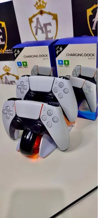 Base de Carregamento Dual para Controle PS5 com LED Azul - Foto 2