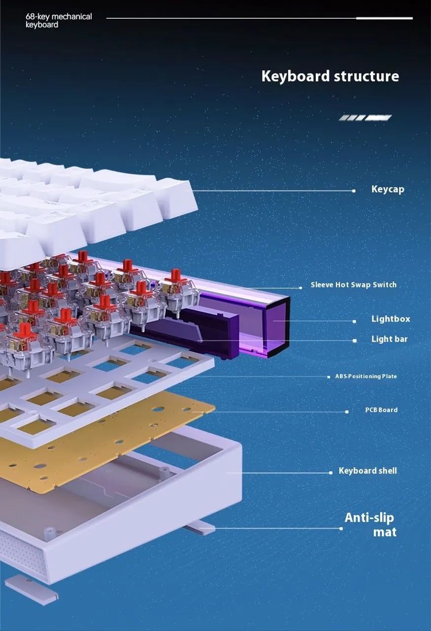 Teclado mecânico Ajazz NK68 RGB Switch red - NOVO - Foto 6