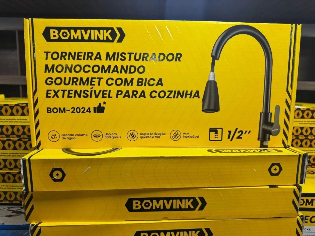 Torneira Misturador Monocomando Gourmet com Bica Extensível para Cozinha BOM-2024 BOMVINK