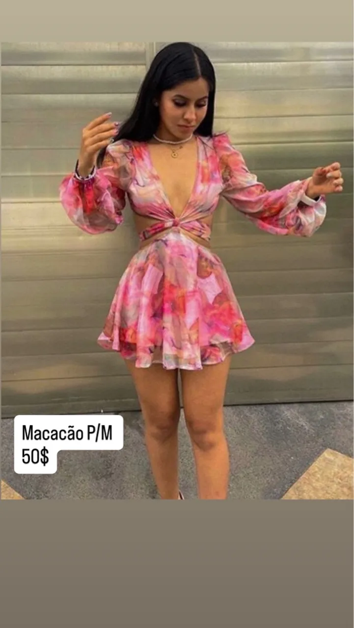 Macacão Floral Rosa - P/M