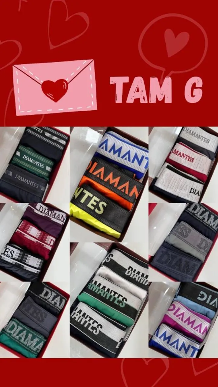 Kit Cuecas Diamantes - Tamanho M,G e GG