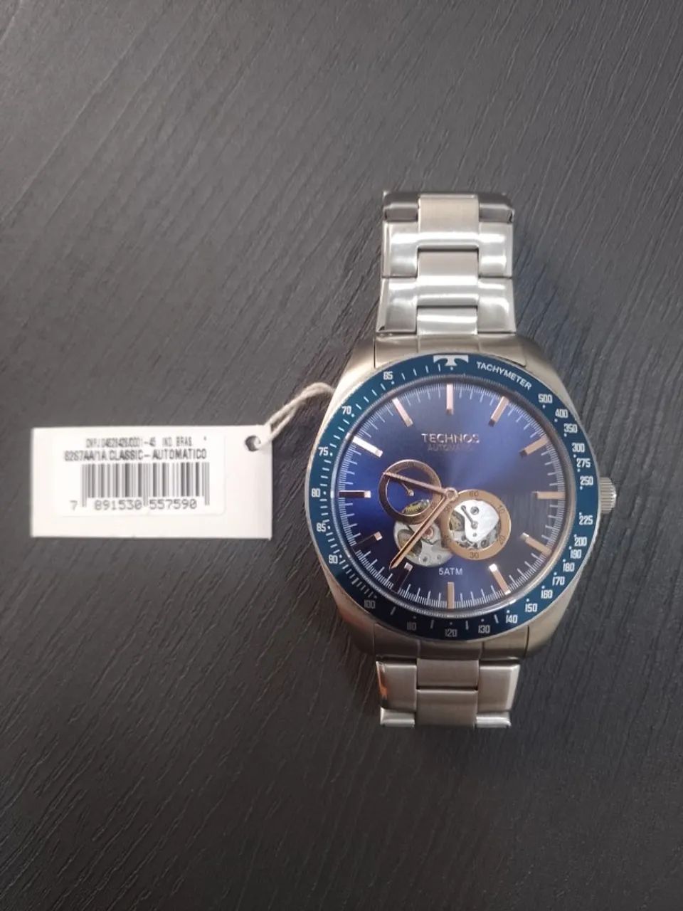 Relógio Technos Automático - Prata e Azul Mod. 82S7AA/1A - Foto 2