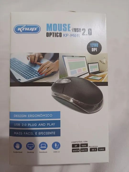 Mouse Óptico USB 2.0 Knup KP-M611 1200 DPI