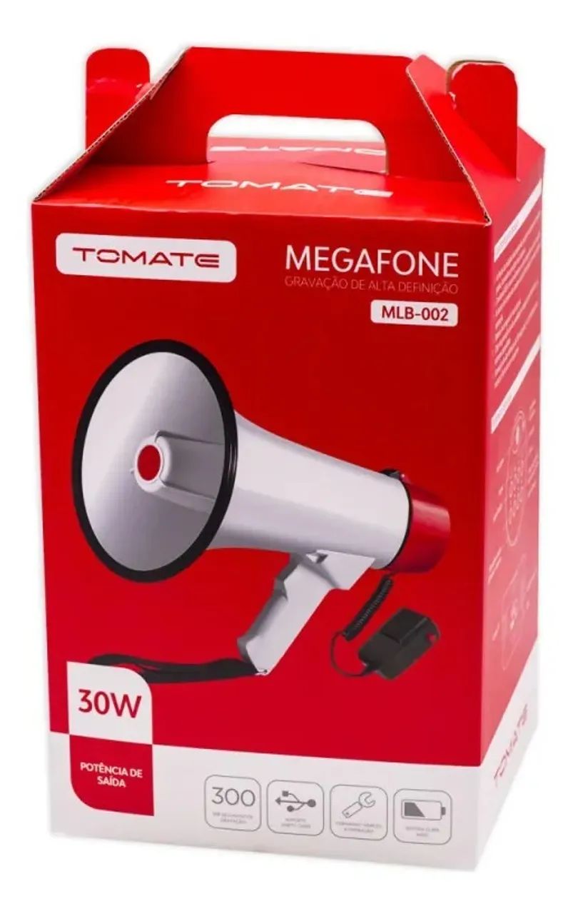 Megafone Potente 30w Bateria Recarregavel Sirene Usb Micro Sd Longo Alcance -Loja Coimbra