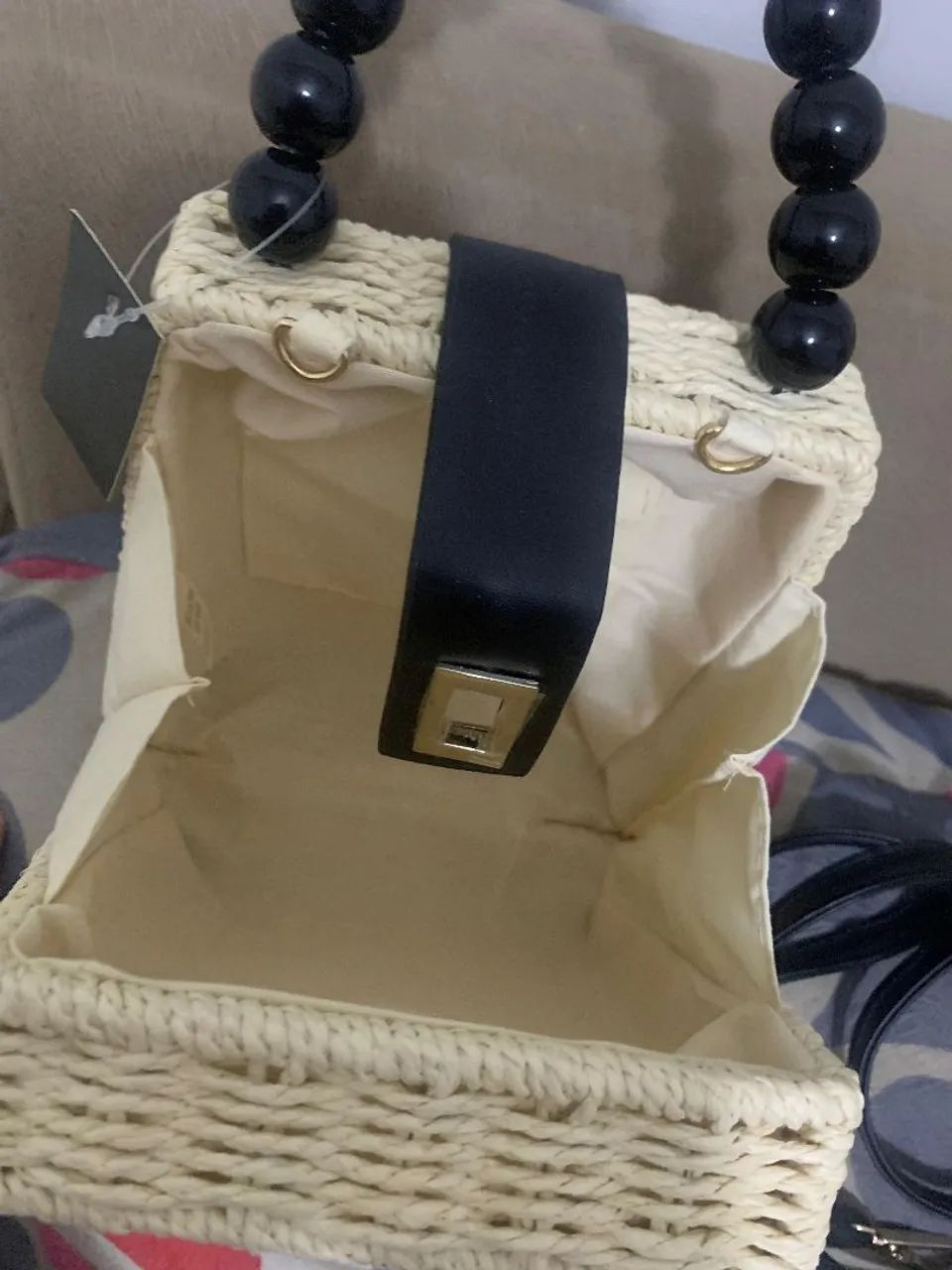 Bolsa Feminina Palha Quadrada na Tag - Foto 4