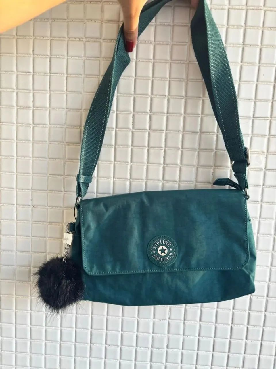 bolsa kipling verde modelo gypsie - nova