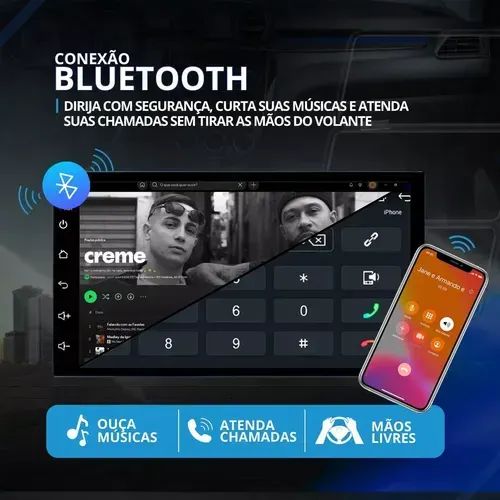 Multimidia 7 Polegadas 2din Carplay Android Auto Música Tela Qled Usb Wifi Bluetooth Knup  - Foto 5