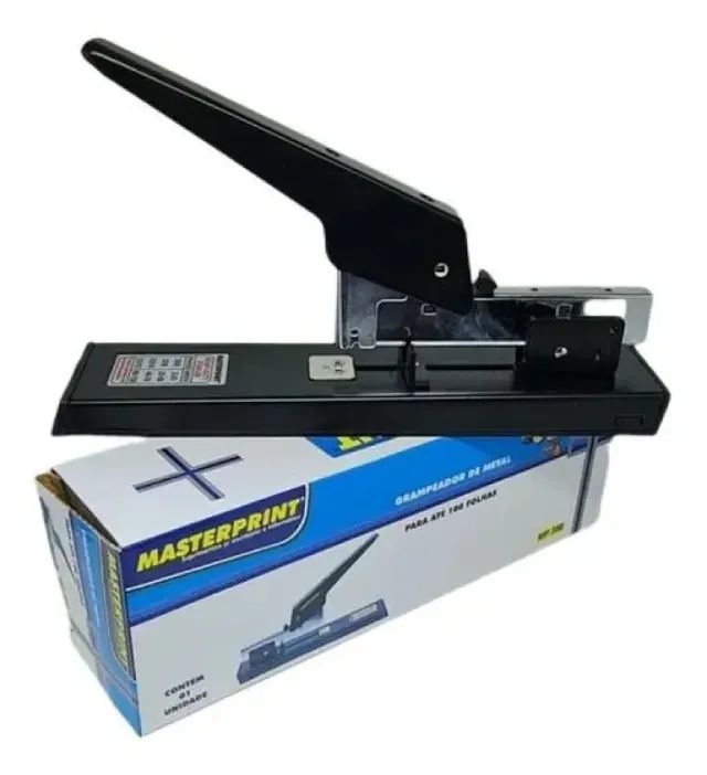 Grampeador Metal Profissional Até 100 Folhas Masterprint Preto