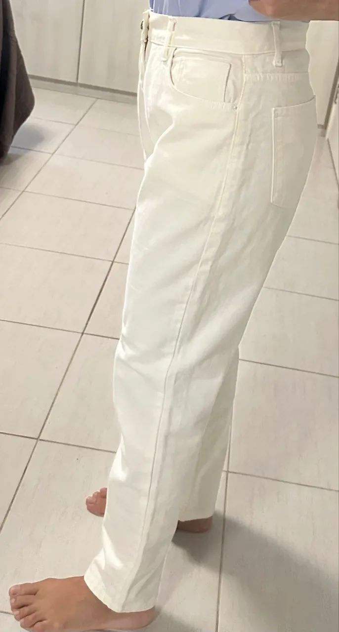 Calça brim reta shoulder tamanho 40 com cinto  - Foto 3