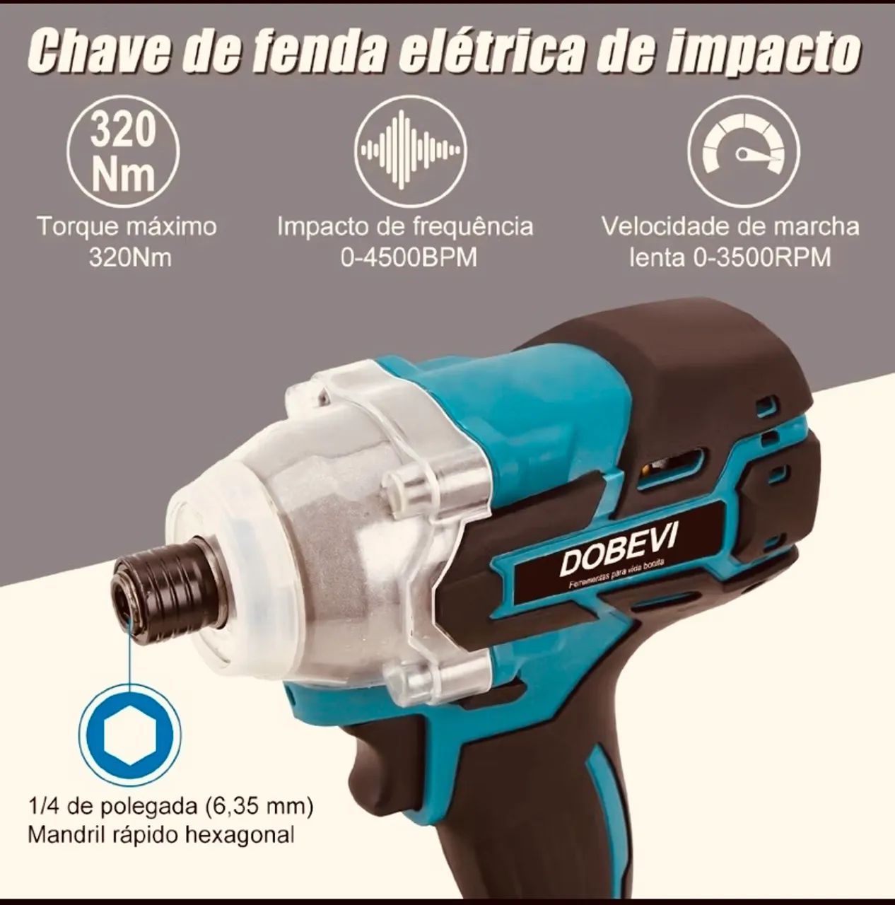 Kit parafusadeira chave impacto DOBEVI+36 acessórios