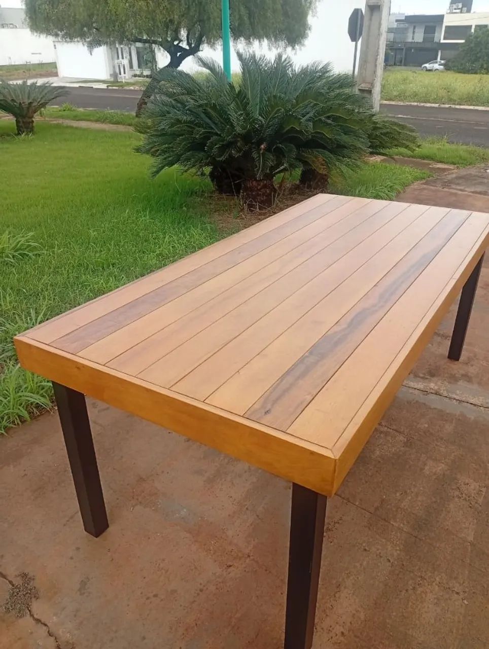 Mesa de madeira estrutura de aço  - Foto 4