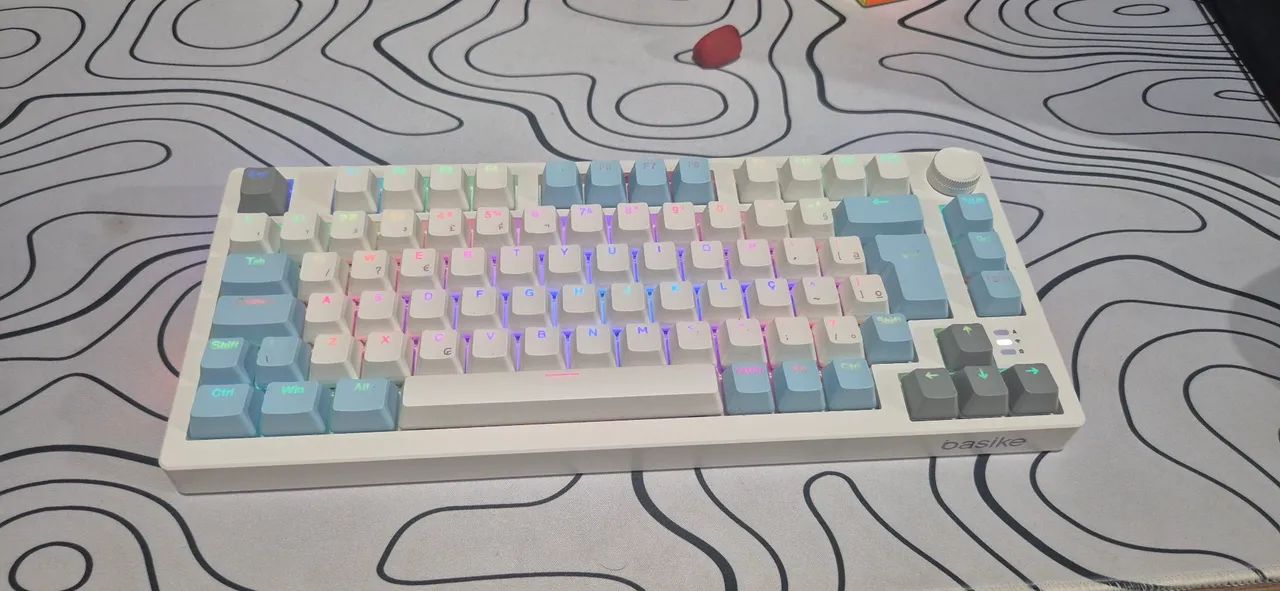 Teclado mecânico basike pro r75 com 19 tipos de com rgb com controle de volume