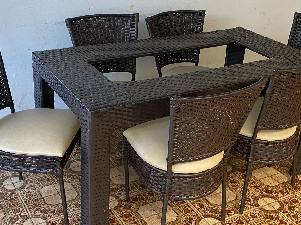 Jogo de mesa de jantar de área externa 