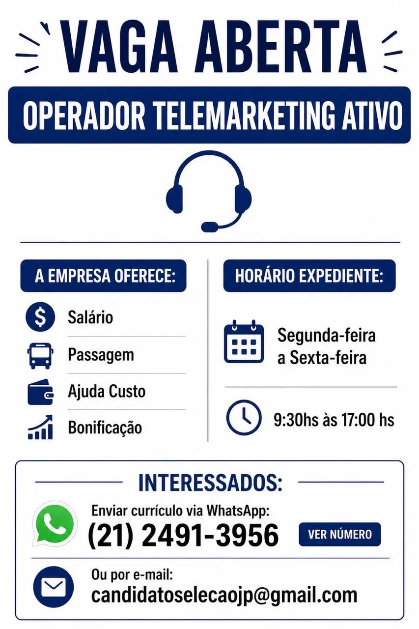 Operador(a) telemarketing Ativo