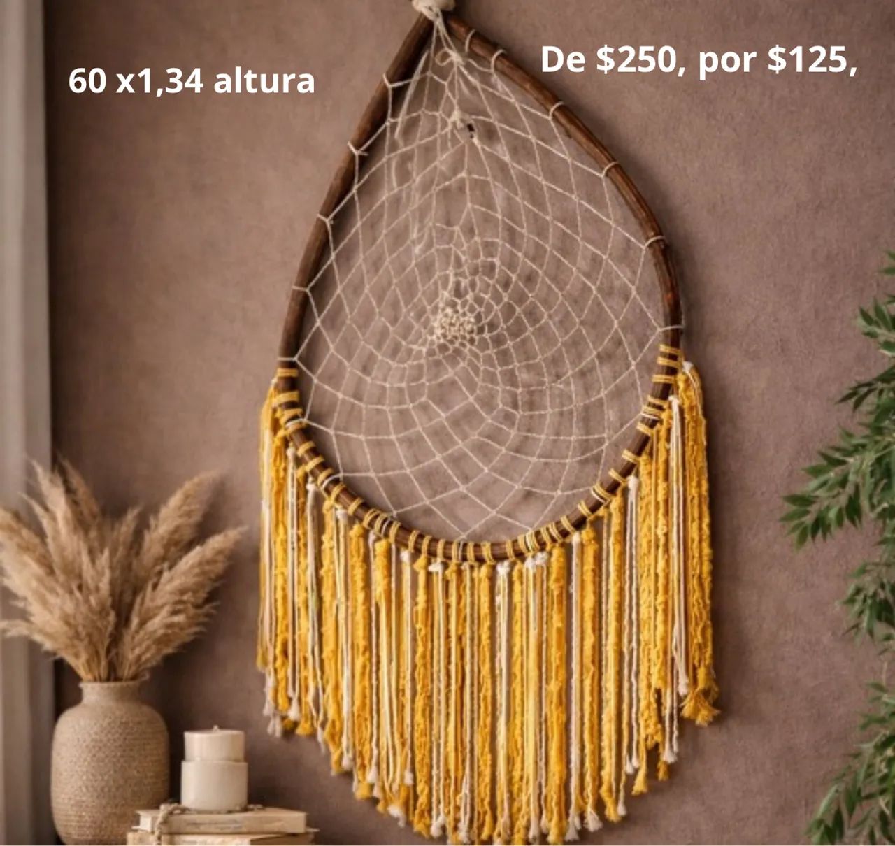Filtro dos sonhos em macramê e cipó natural  - Foto 2