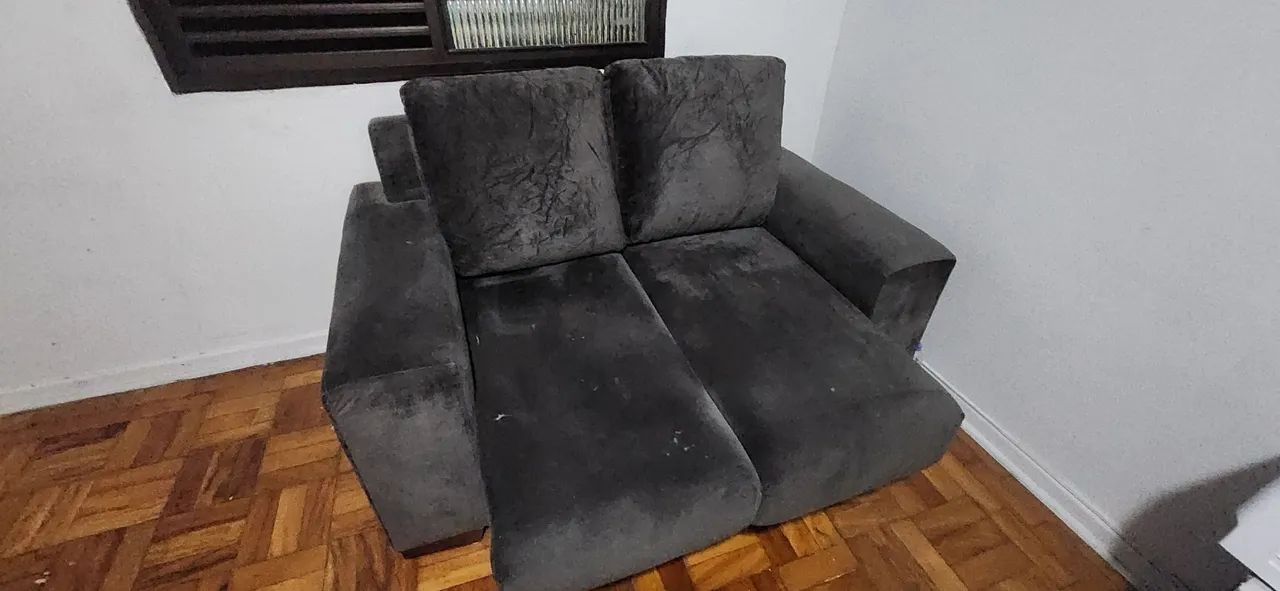 Sofá, 2 Lugares, Retrátil, Cinza escuro - Foto 2