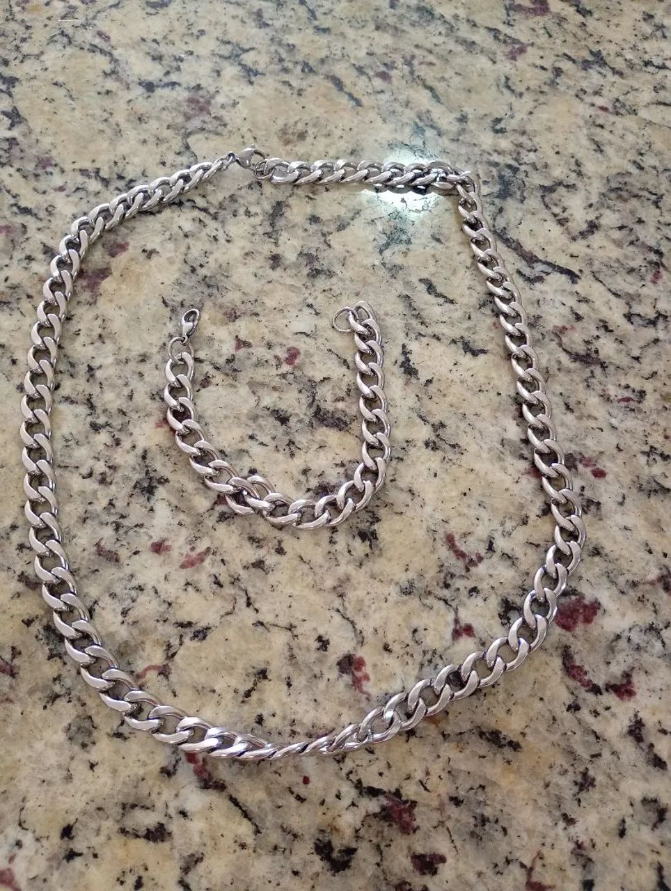 Corrente e Pulseira Grossa em  Aço 