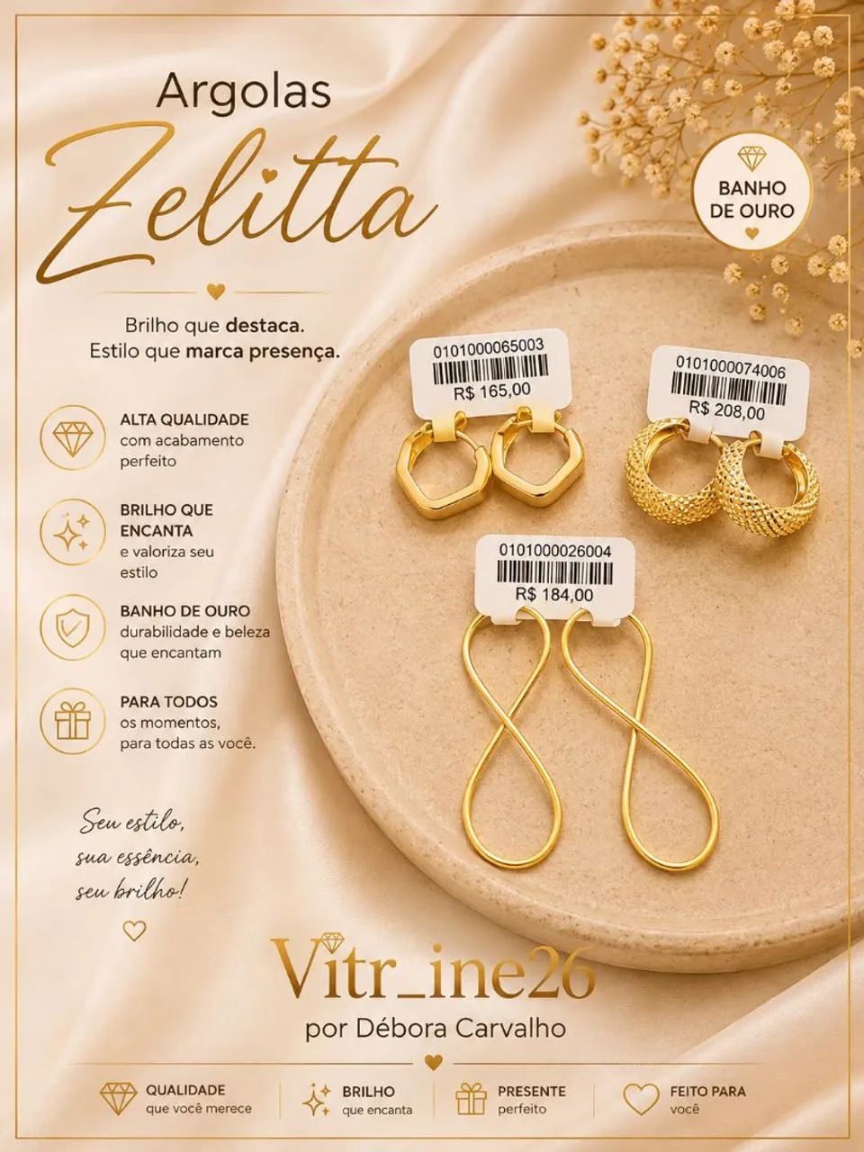 Argolas  e brincos Zelitta Semijoias - Lindas e Elegantes! - Foto 2