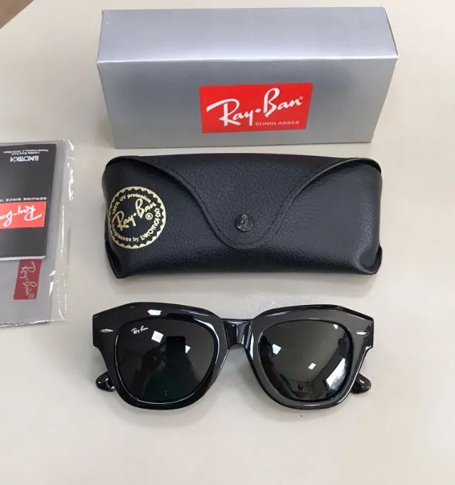 óculos de sol ray ban state black piano - Foto 5