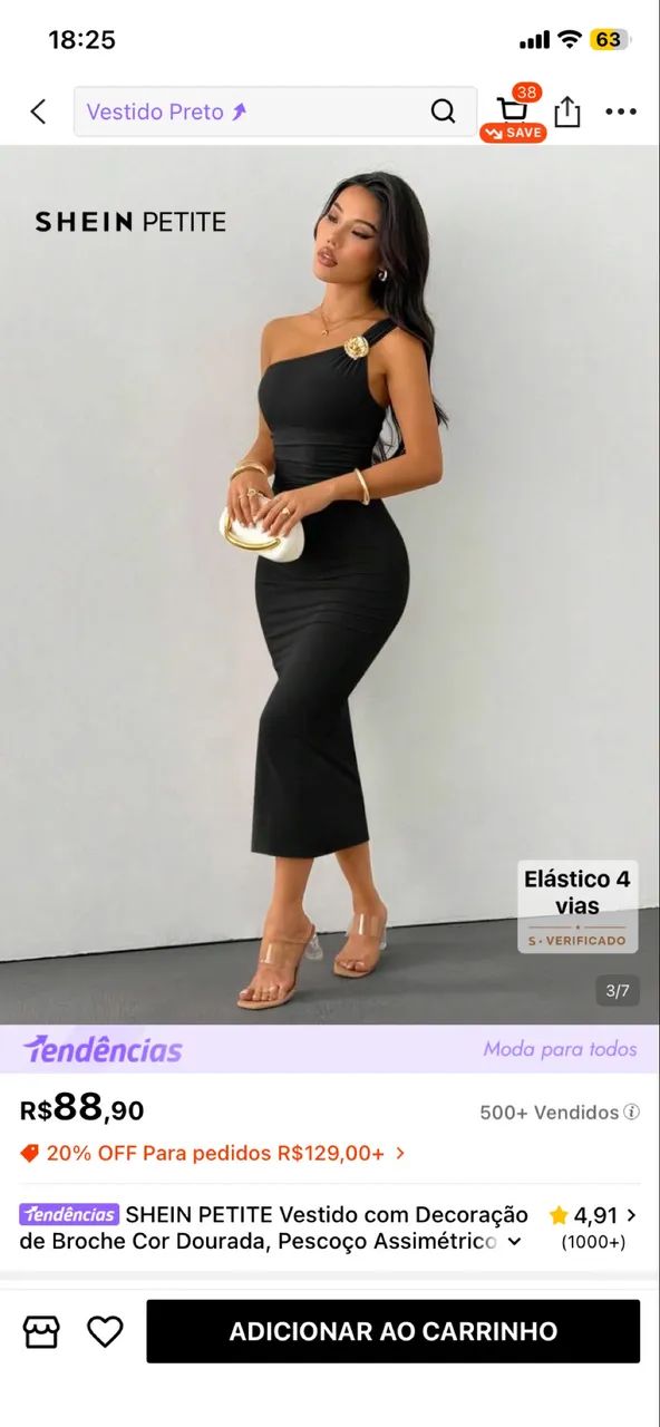 VESTIDO ELEGANTE SHEIN COM BROCHE - Foto 2