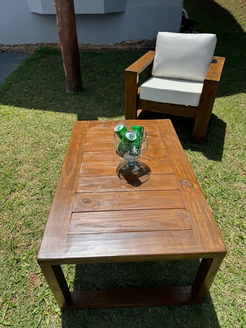 Conjunto Novo - Sofá + 2 Poltronas + Mesa | Madeira Maciça - Foto 4