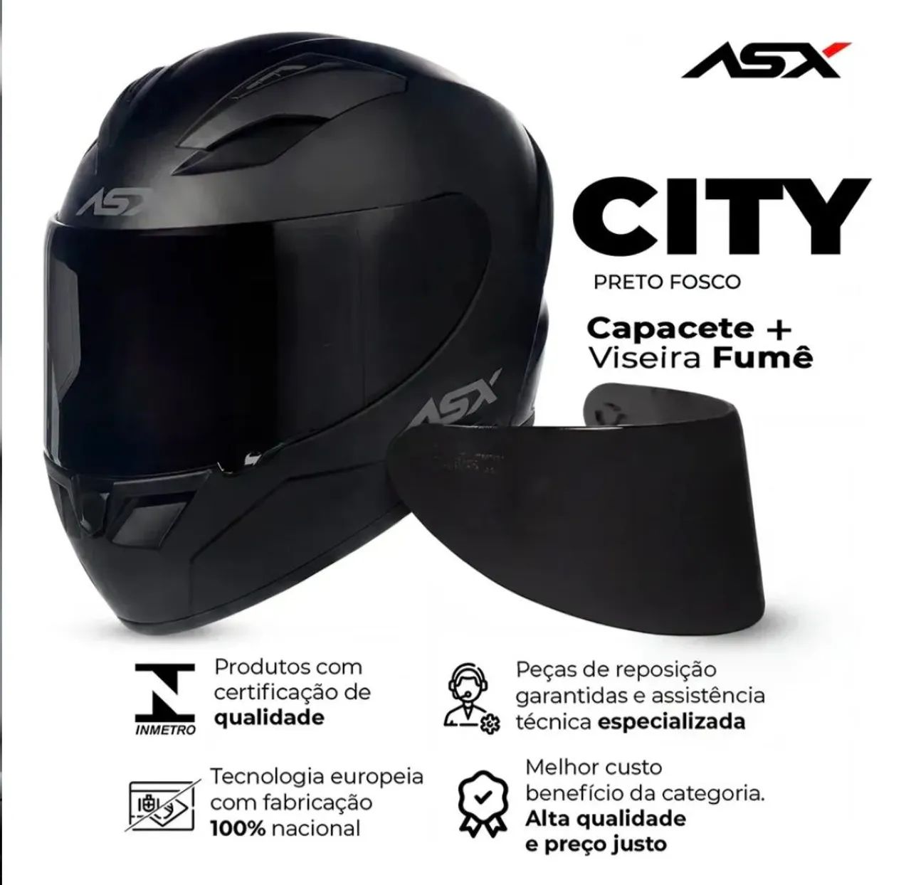 Capacete Asx city Solid preto - Foto 2