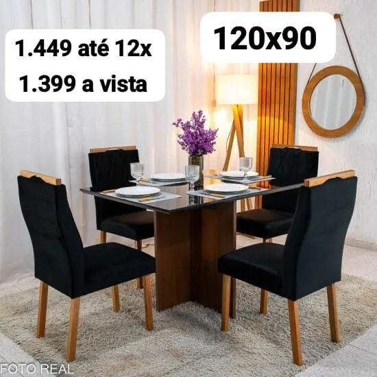 Vende-se mesa vidro com 4 cadeiras  - Foto 2