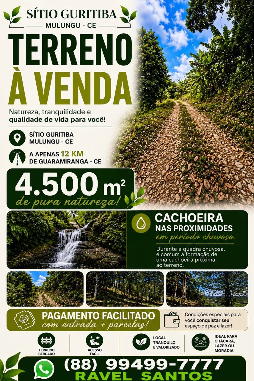 Terreno a venda - Sítio Guritiba, Mulungu-CE