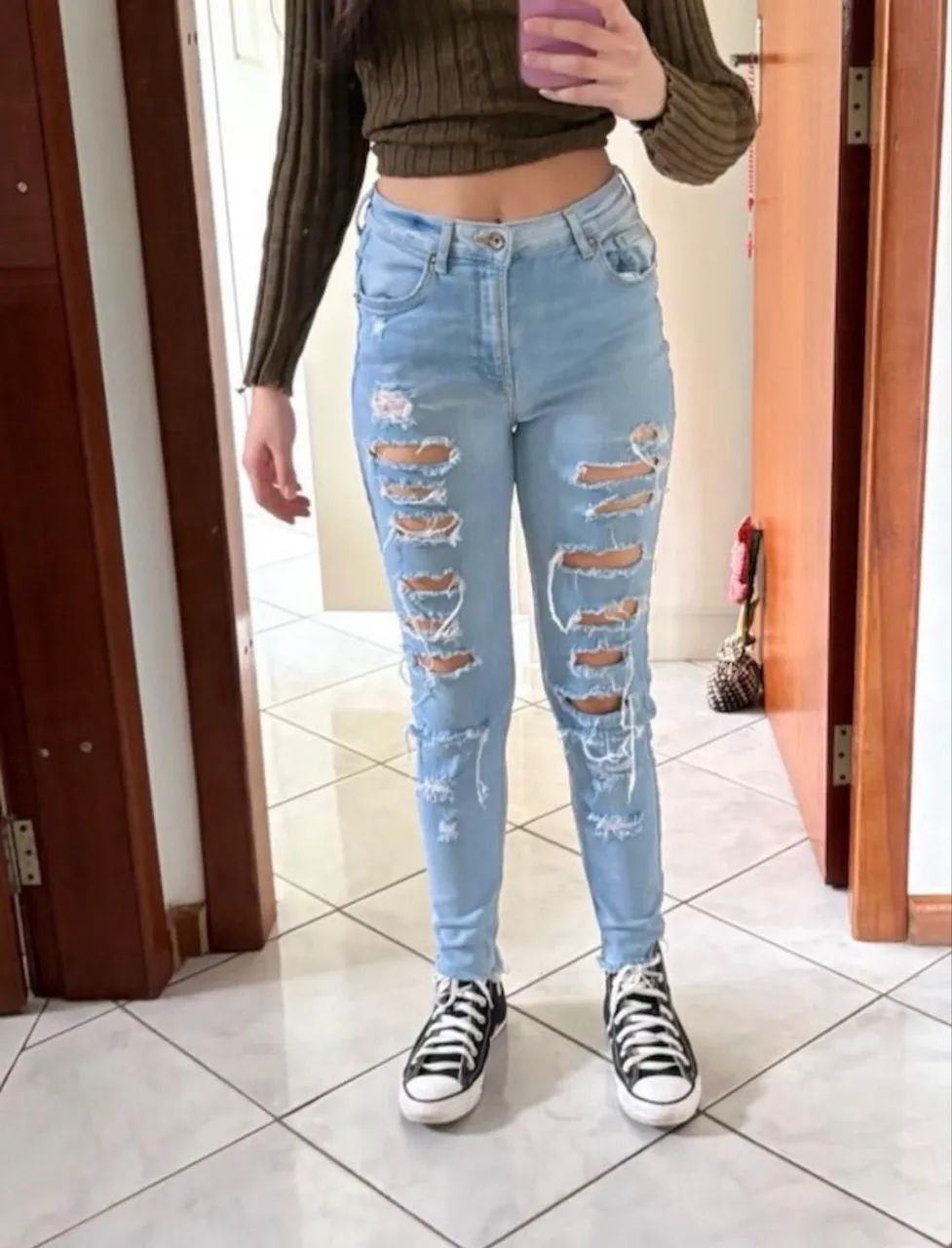 Calça jeans feminina BERSHKA - Foto 3