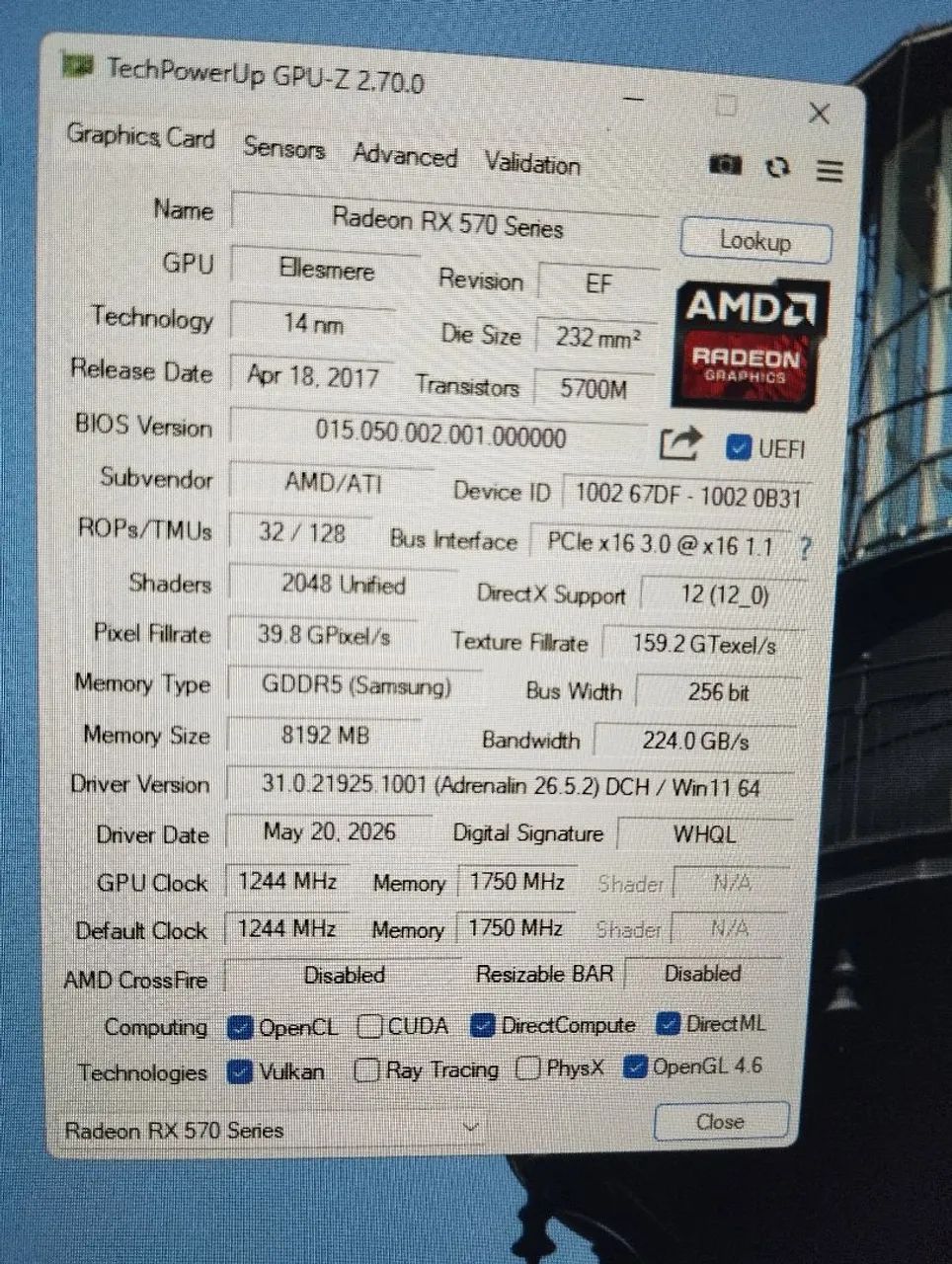 PLACA DE VIDEO RX 570 8GB NOVA  - Foto 3