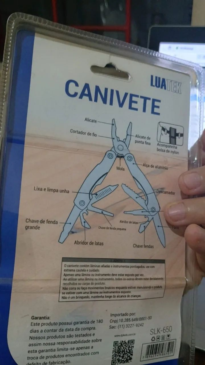 Mini Alicate Pesca Canivete Multifuncional Luatek Slk-650 Azul - Foto 5