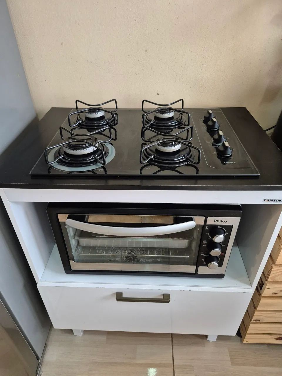 Balcão para Cooktop 4 Bocas com Porta Basculante Branco - Foto 2