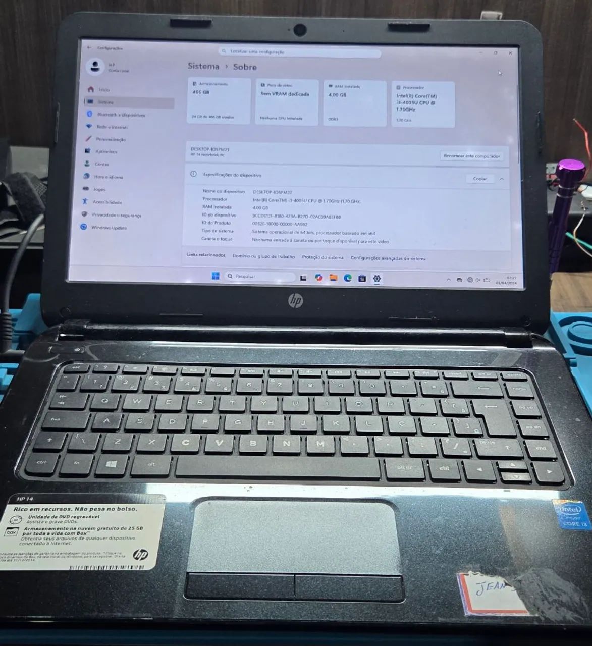 Notebook HP Usado no estado