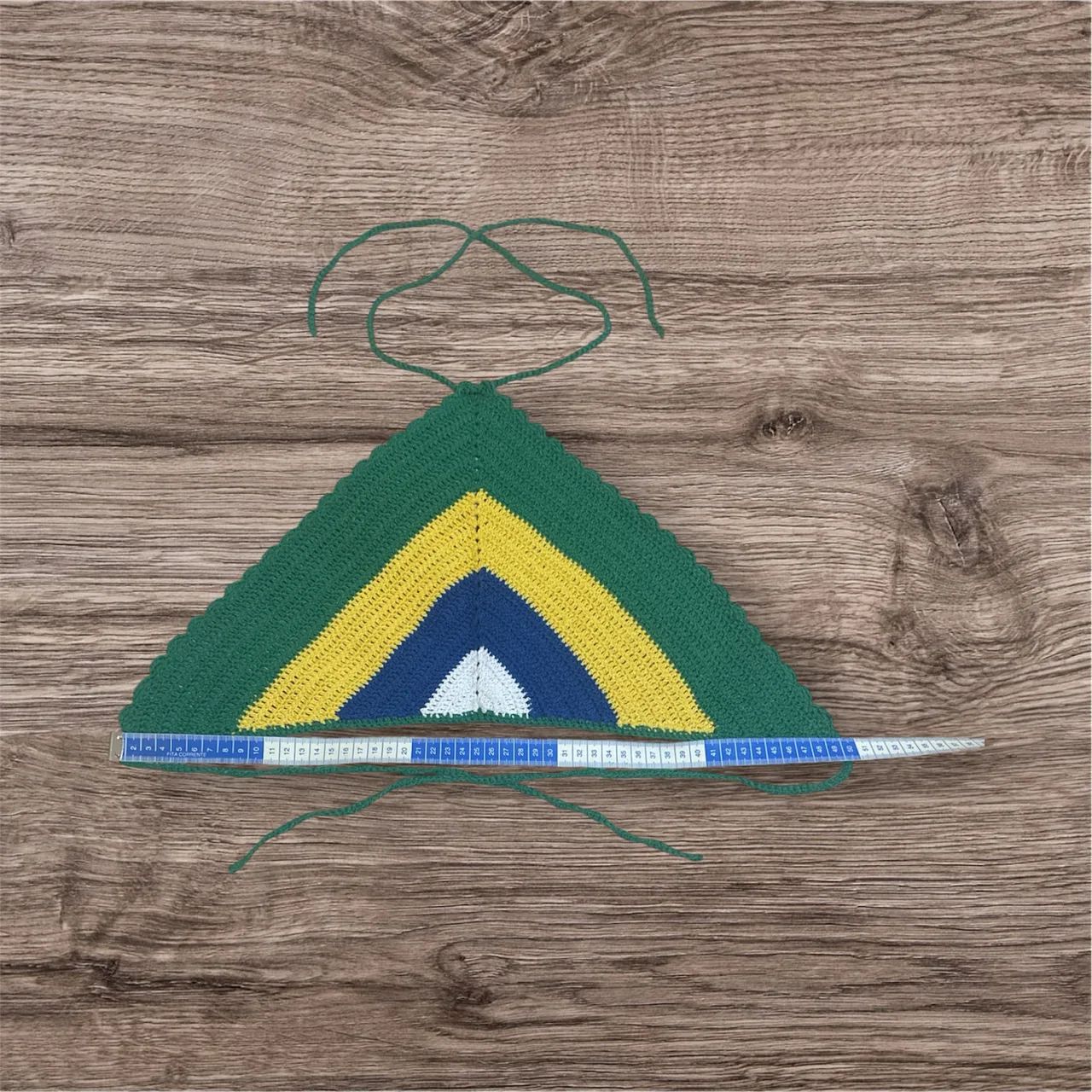 Bandana, top em crochê estilo copa do Brasil  - Foto 3