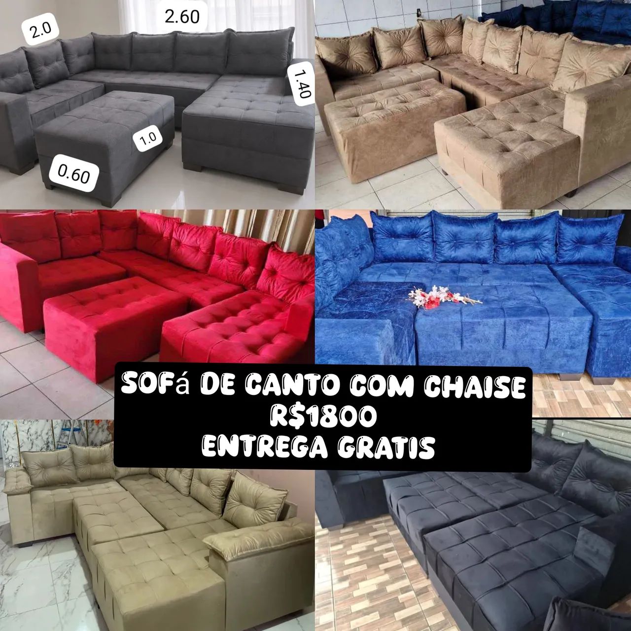 Sofá de canto 7 lugares mais um puff grande. COM GARANTIA 