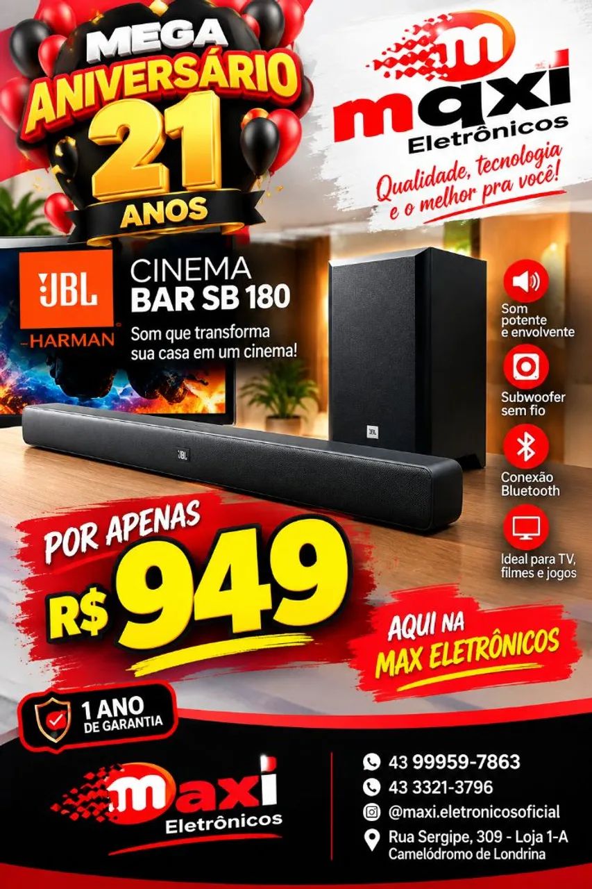Mega promoção ? sond bar JBL SB 180