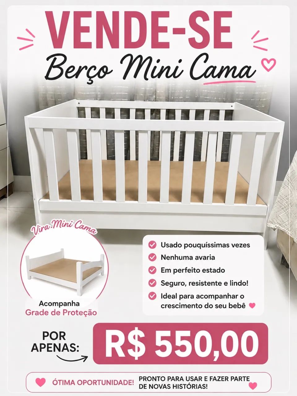 Vende-se berço mine cama 