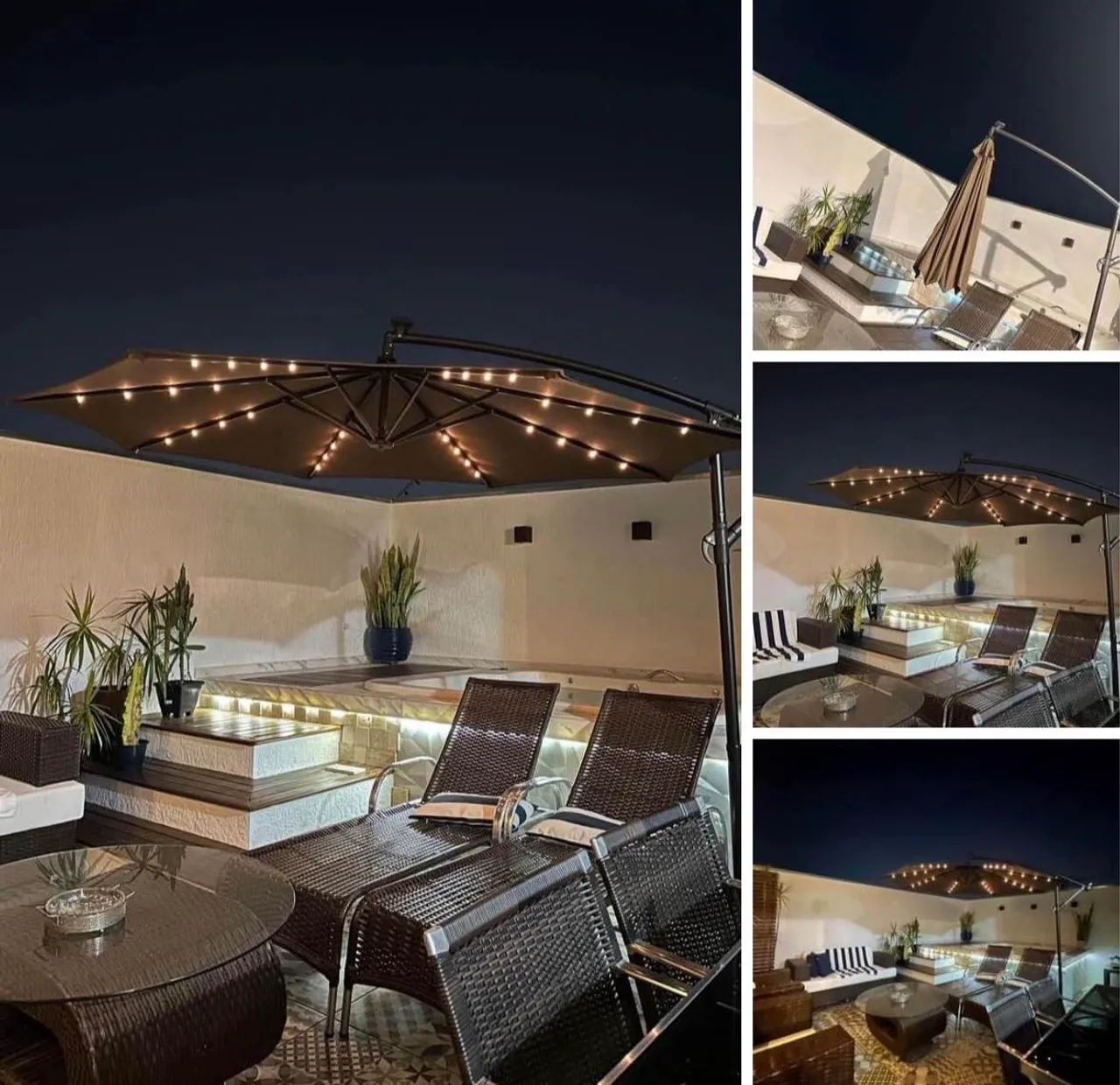 Ombrelone LINDO a Luz Solar que Gira 360