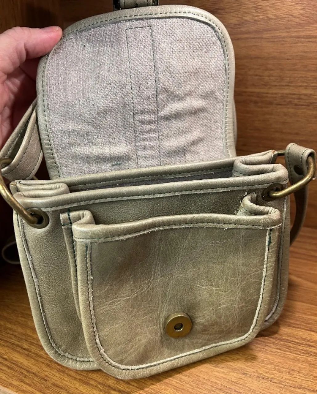 Bolsa Transversal Couro Verde - Foto 4