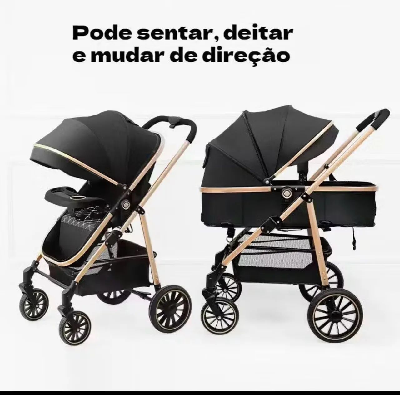 Carrinho Completo 3 EM 1 Com Moisés  - Modelo Europeu Luxo - Foto 5