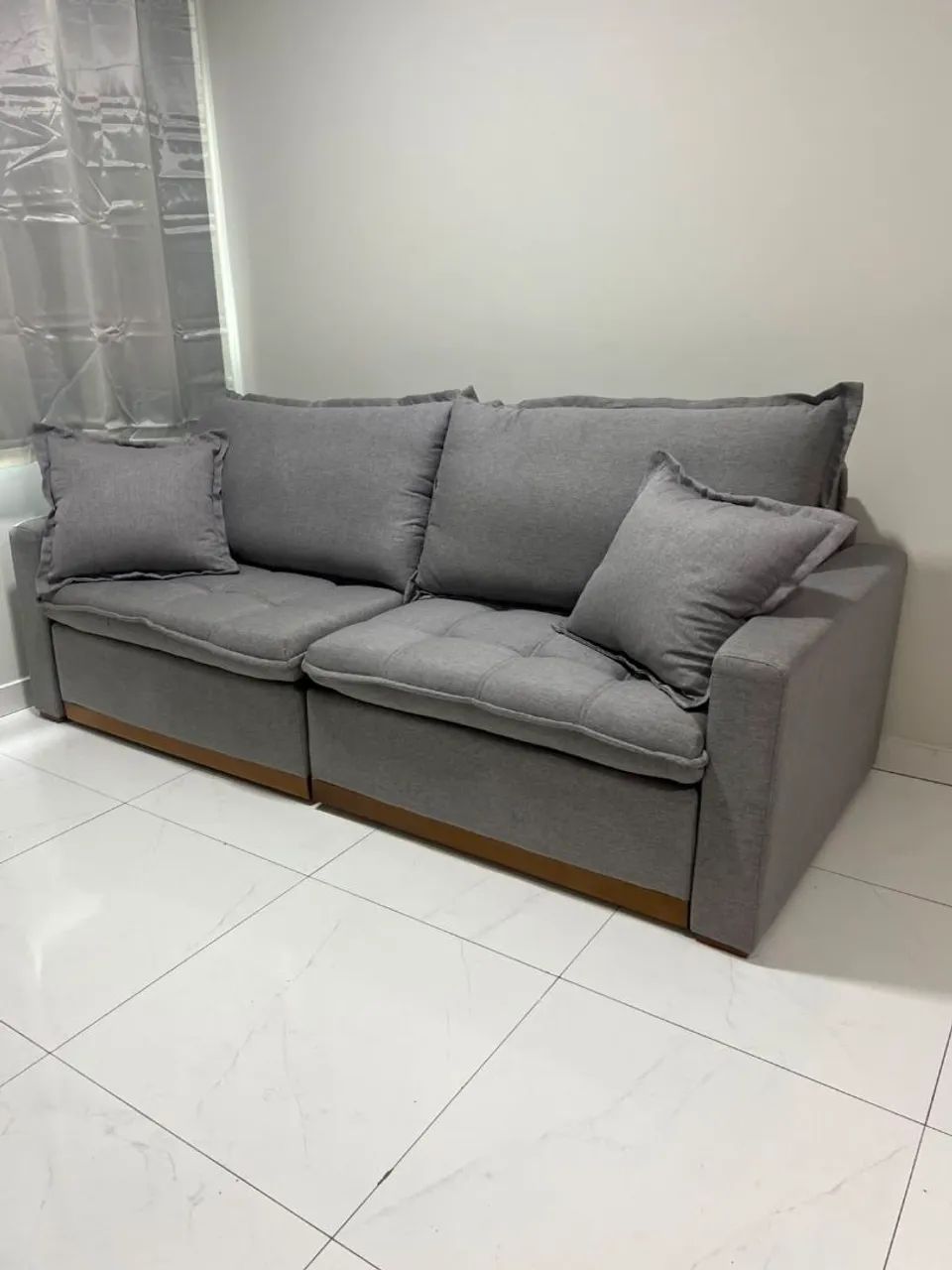 SOFA CAIXA ZERO MEDIDA 2.30 LINHO.COR BEHE OU CINZA DISPONÍVEL PRONTA ENTREGA 