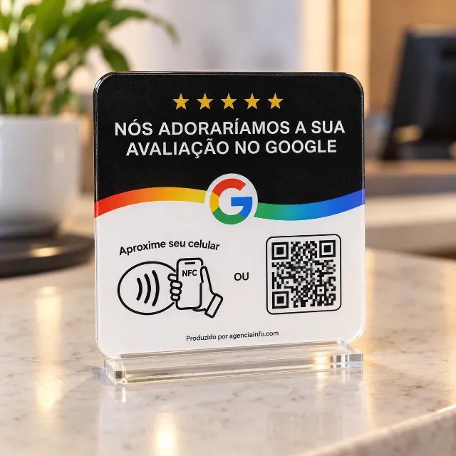 Placa NFC Google Avaliações com QR Code | Acrílico | Dupla Face - Foto 3