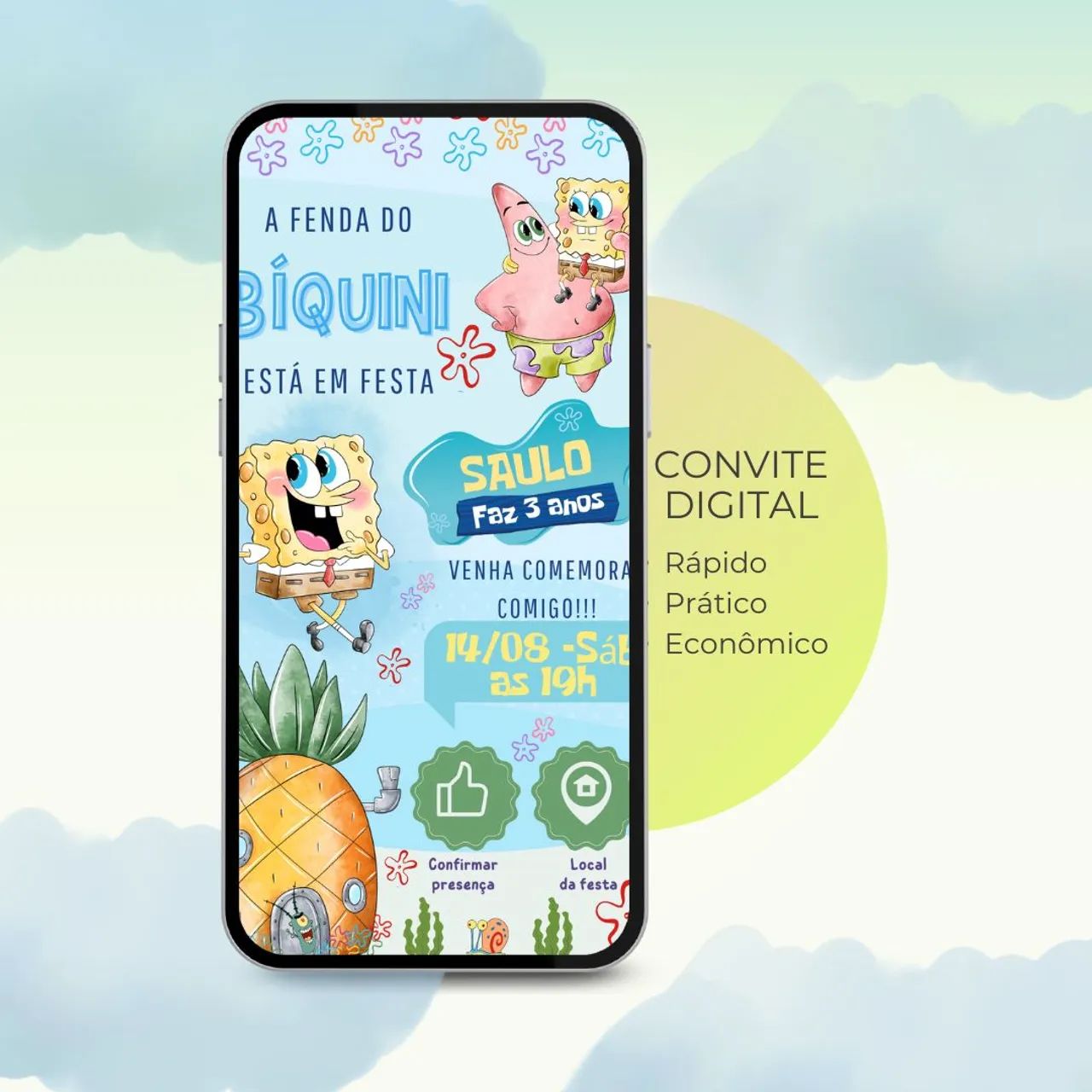 Convite digital bob esponja