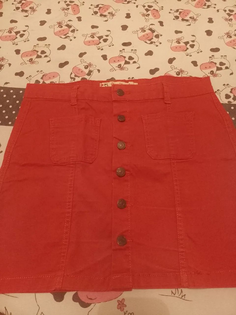 Saia Jeans Laranjado tamanho 42 - Foto 3